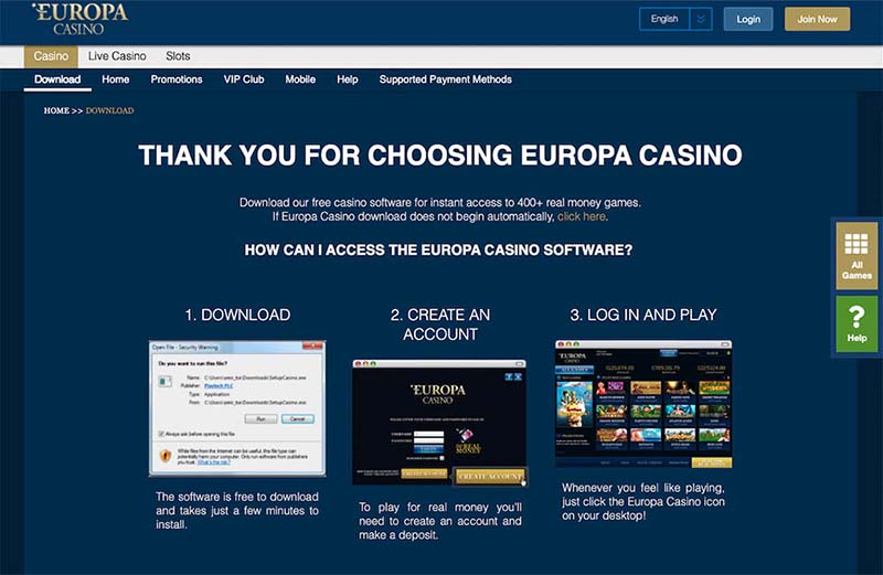 How to download the Europa Online Casino App?