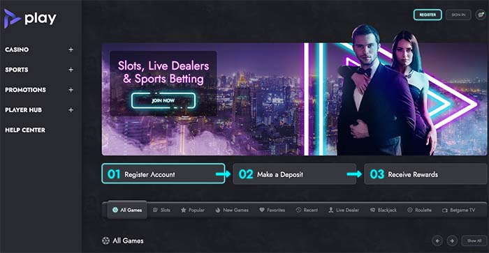 Play.co.za casino fromt page