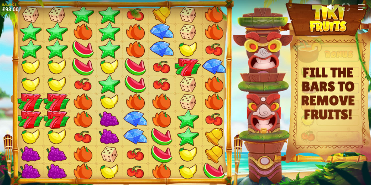 Red Tiger - Tiki Fruits slot gameplay - Play.co.za