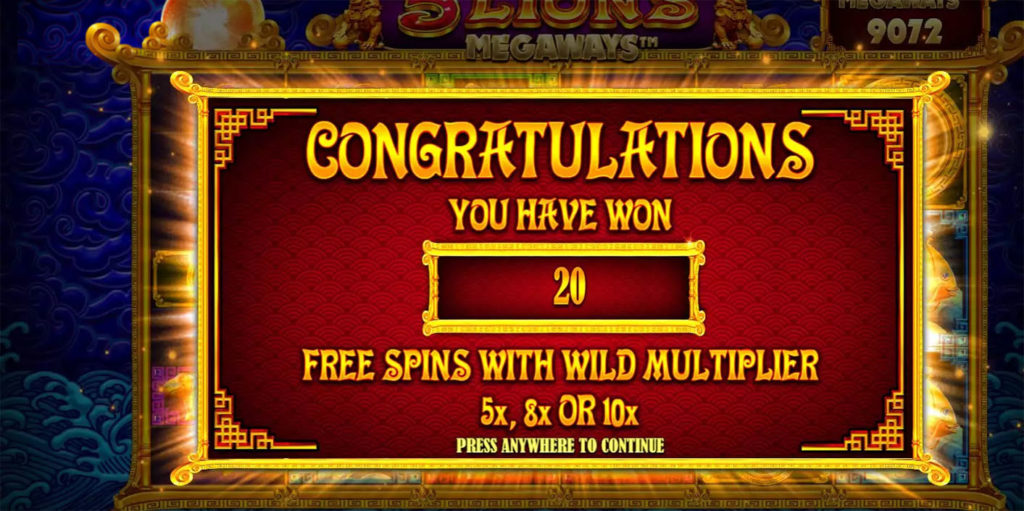 5 Lions Megaways by Pragmatic Play free spins