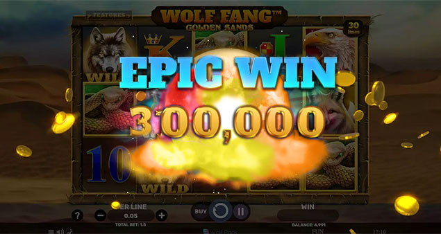 Spinomenal - Wolf Fang Golden Sands Epic Win - Play.co.za