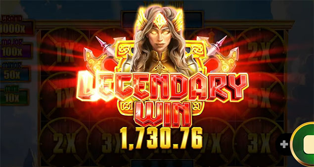 Booming Games - Shields of Gold Valkyrie Hold and Win Legendary Win - Play.co.za
