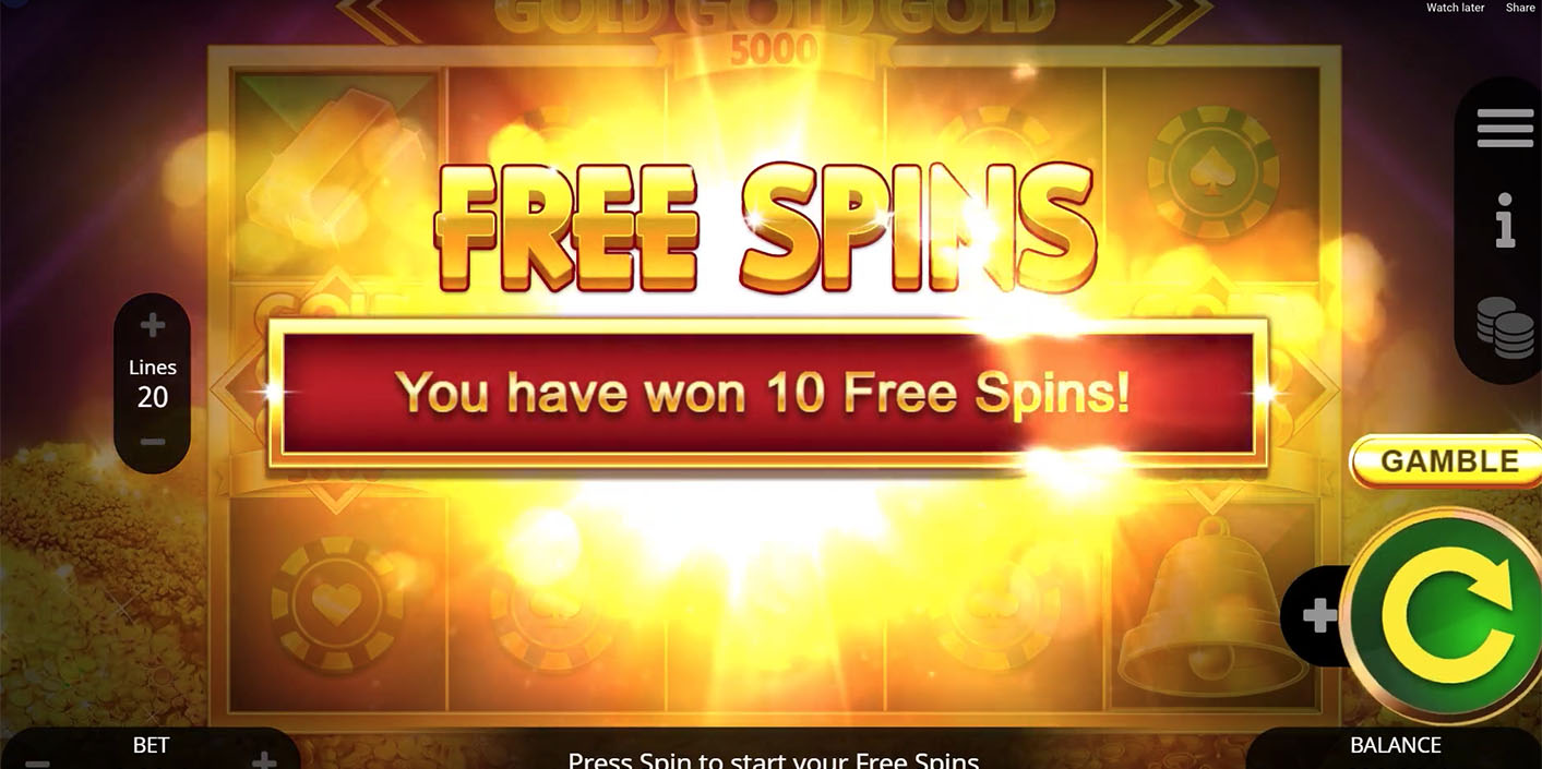 Booming Games - Gold Gold Gold 5000 Free Spins -Play.co.za