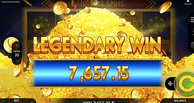 Booming Games - Gold Gold Gold 5000 Legendary Win - Play.co.za