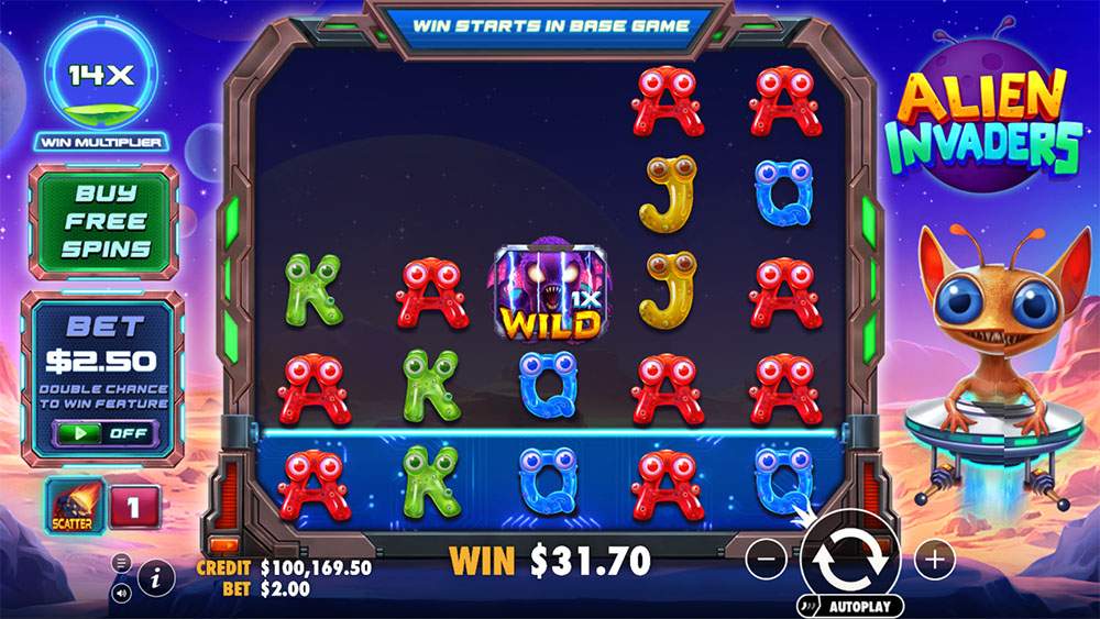 Pragmatic Play - Alien Invaders slot gameplay - Play.co.za