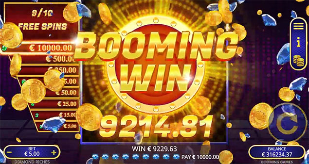 Booming Games - Diamond Riches Booming Win - Play.co.za