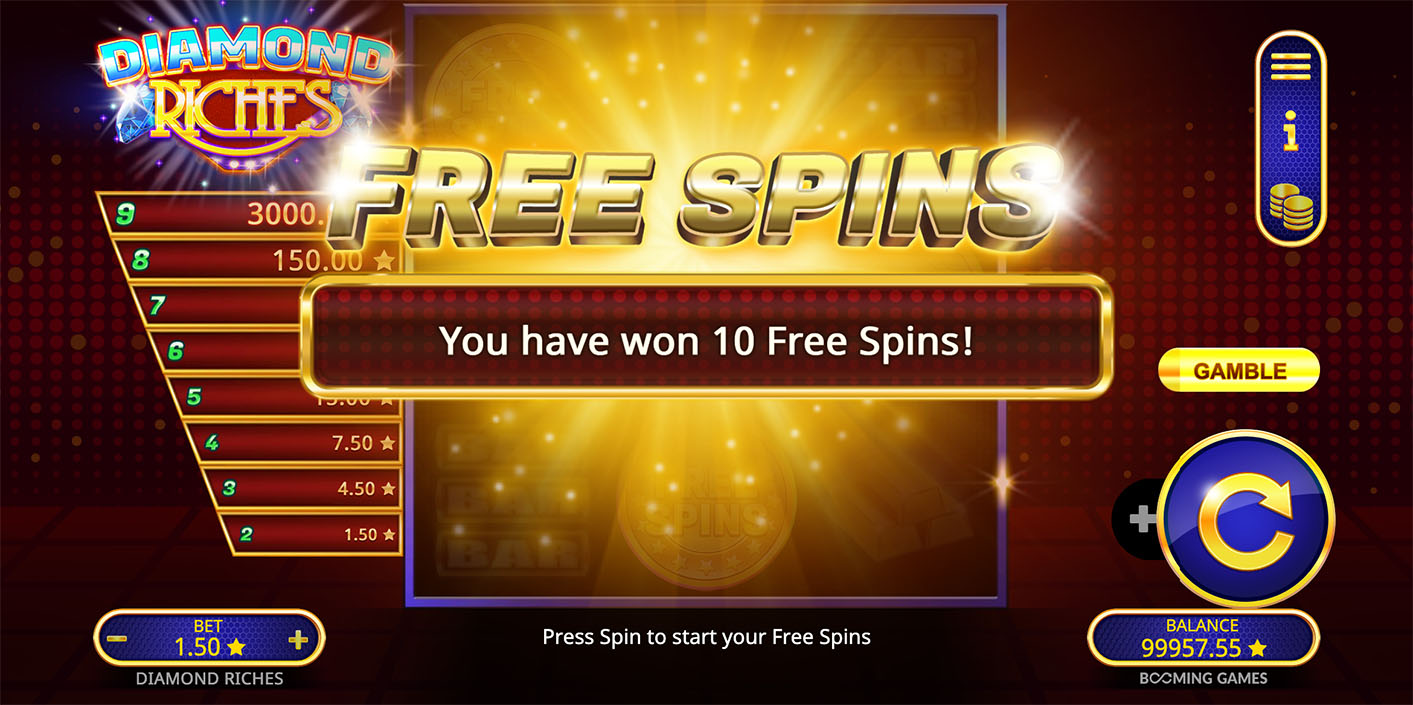 Booming Games - Diamond Riches Free Spins - Play.co.za