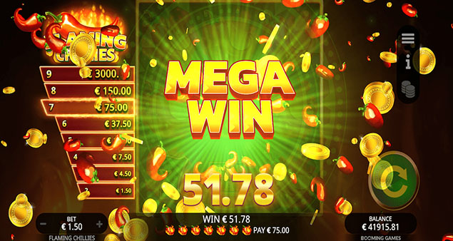 Booming Games - Flaming Chillies Mega Win - Play.co.za
