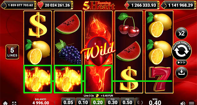 EGT Digital - 5 Burning Heart Win 2 - Play.co.za