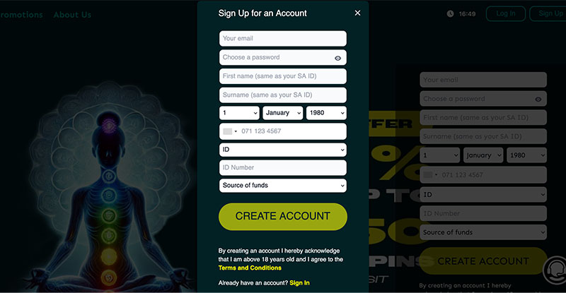 How to sign up at ZARbet