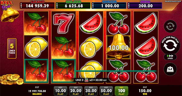 EGT Digital - 5 Dazzling Hot Bell Link Win Screen - Play.co.za