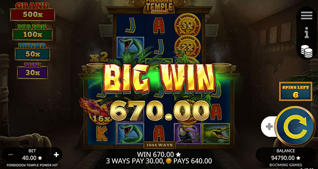 Booming Games - Forbidden Temple Power Hit Big Win - Play.co.za