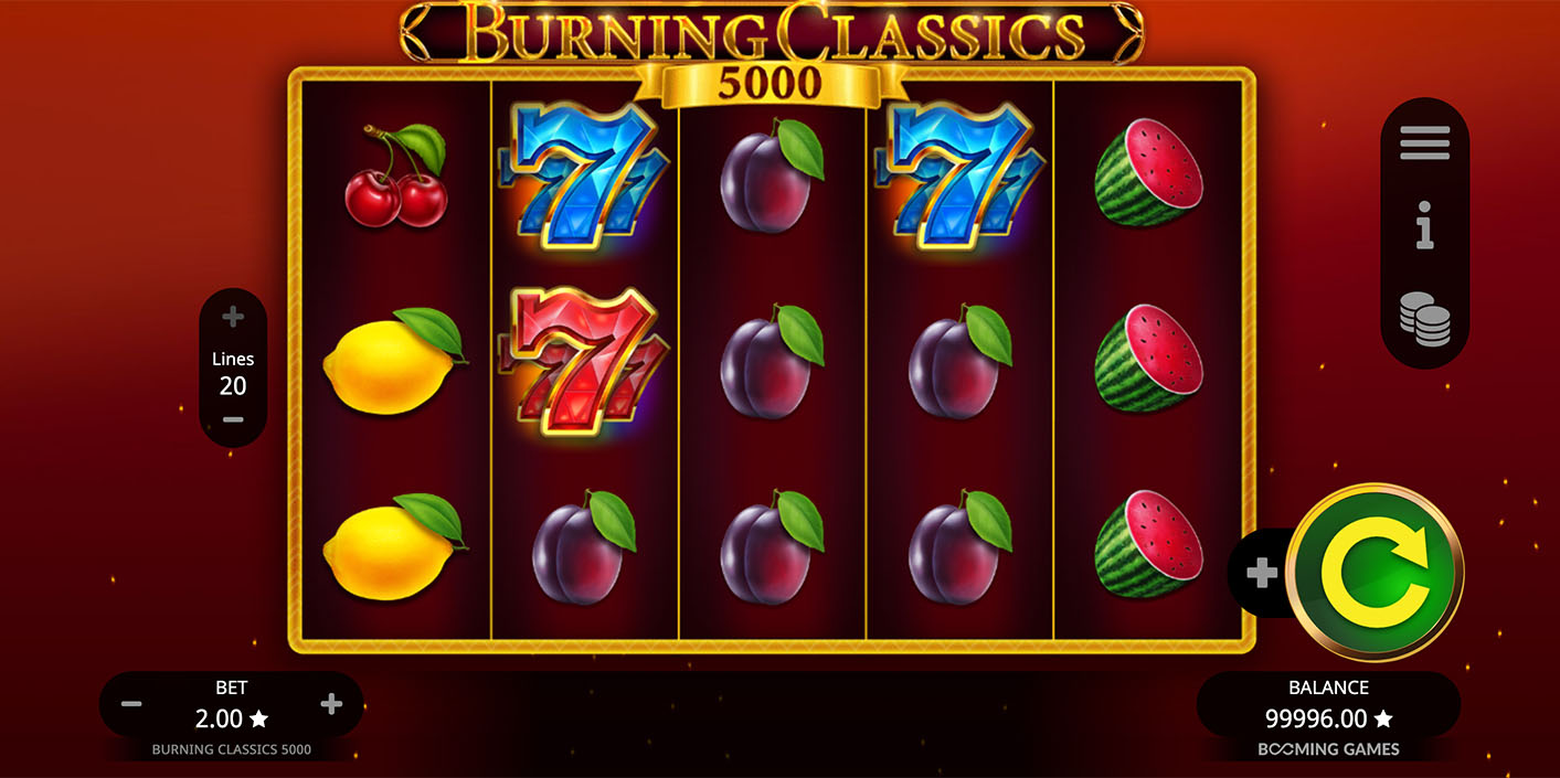 Booming Games - Burning Classics 5000 Slot Gameplay - Play.co.za