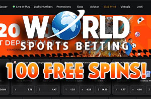 Claim 100 Free Spins at World Sports Betting Featured