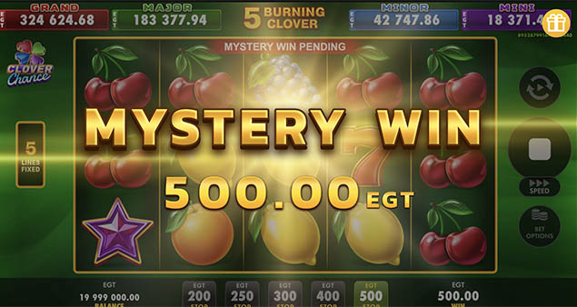 EGT Digital - 5 Burning Clover Mystery Win - Play.co.za