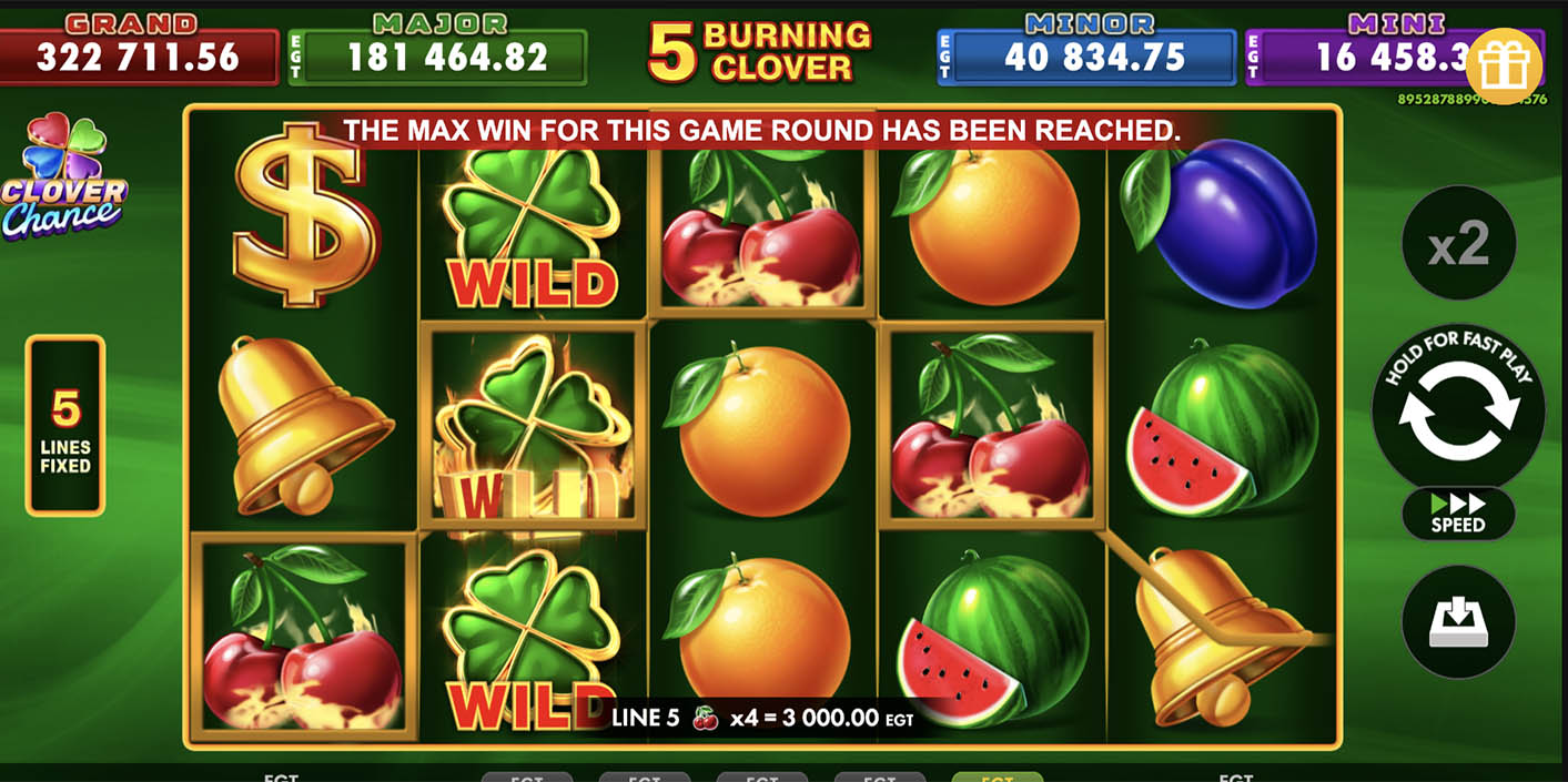 EGT Digital - 5 Burning Clover Slot Wilds - Play.co.za