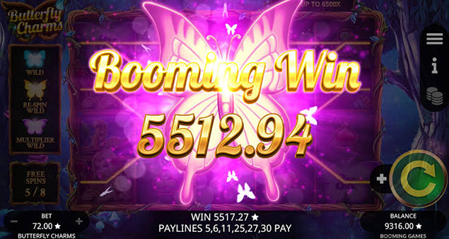 Booming Games - Butterfly Charms Booming Win - Play.co.za