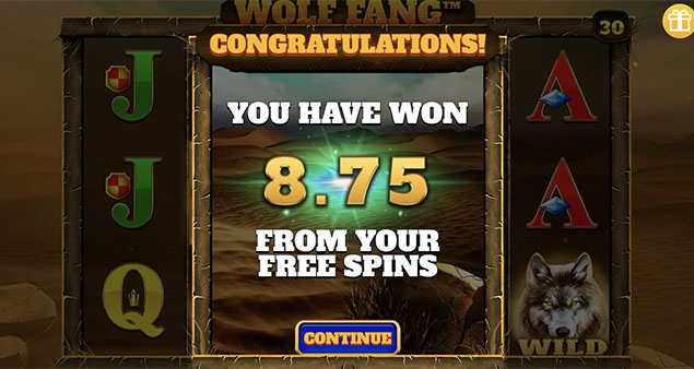 Spinomenal - Wolf Fang - Golden Sands Free Spins Win - Play.co.za